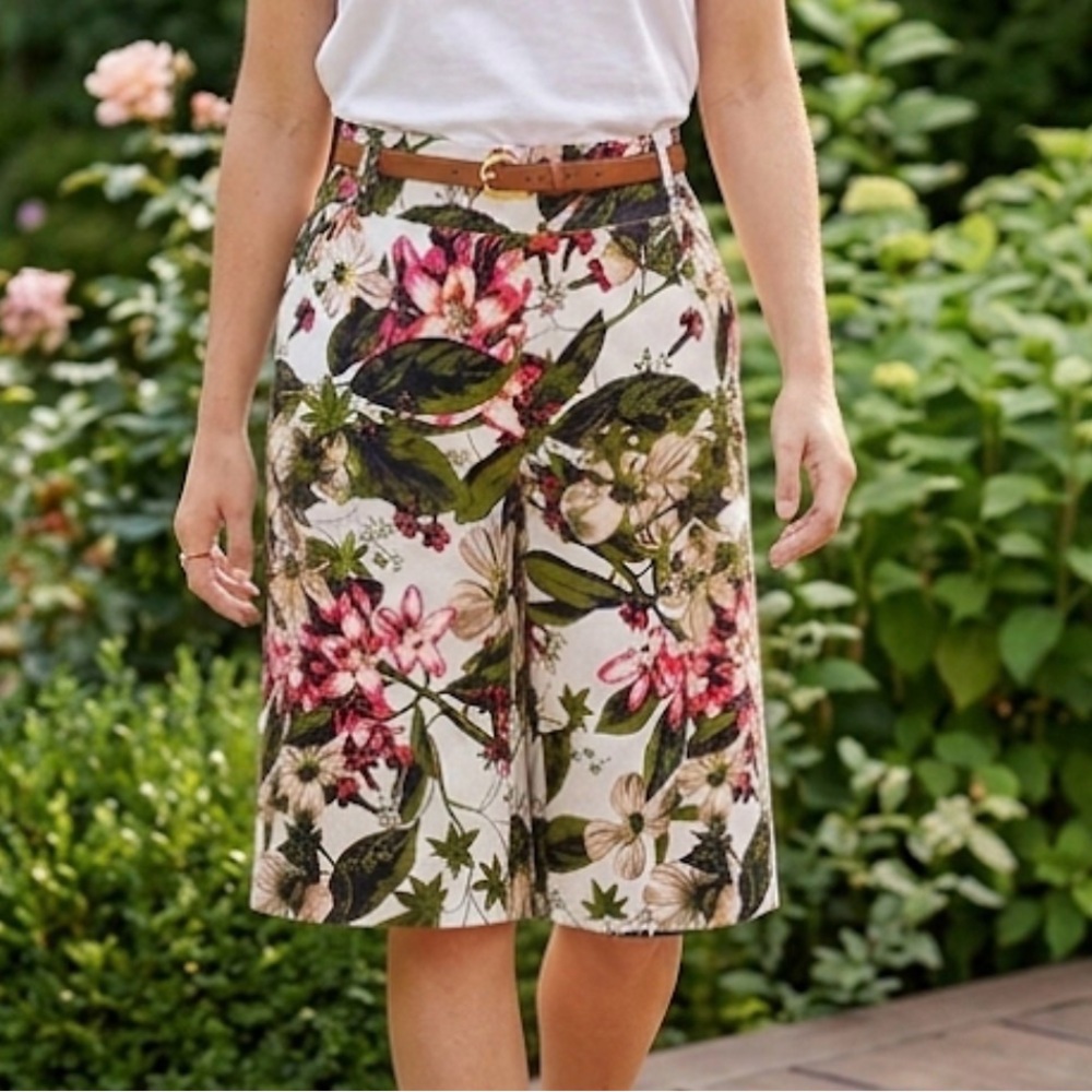 Jules&Leopold Floral Bermuda Shorts Large High-Rise Botanical City Shorts Resort